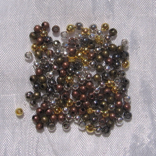 AU21 - LOT DE 300 PERLES 3MM RONDES LISSES MIXTES TROU 1,5MM création bijoux