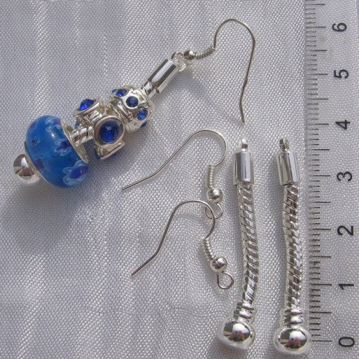 2 SUPPORTS BOUCLES D'OREILLES SERPENT METAL ARGENTE 40MM+2CROCHETS KDO* A135