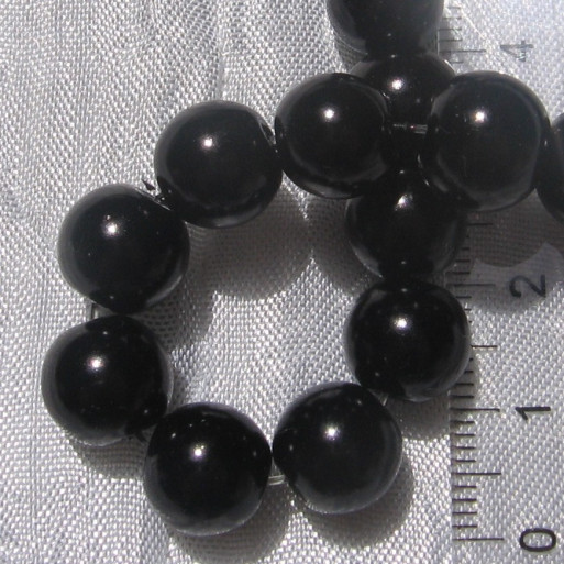 LOT 30 PERLES NACRÉES NOIRES RONDES 10MM VERRE RENAISSANCE BOHEME - R20