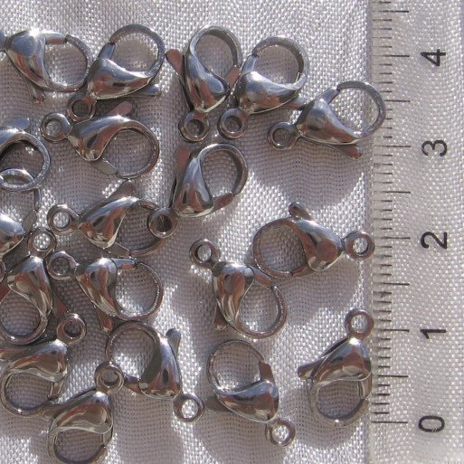 Lot de 10 fermoirs mousquetons en acier inoxydable 13x8mm pour chaine collier - IN11