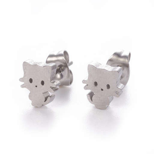 BOUCLES D'OREILLES EN ACIER INOXYDABLE CLOUS POUCES CHATS - IN99