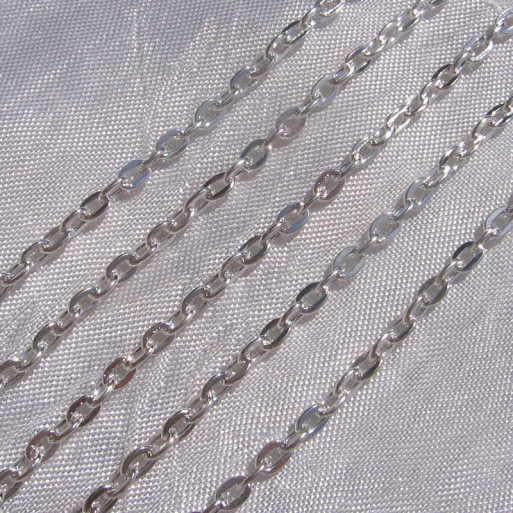 1M CHAINE 4x3mm Métal argenté maillon Forçat perles bracelets sautoirs fils *C45