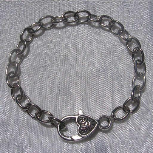 BRACELET métal argenté coloris METAL 20cm CHAINE MAILLON 7x5mm MOUSQUETON *C89