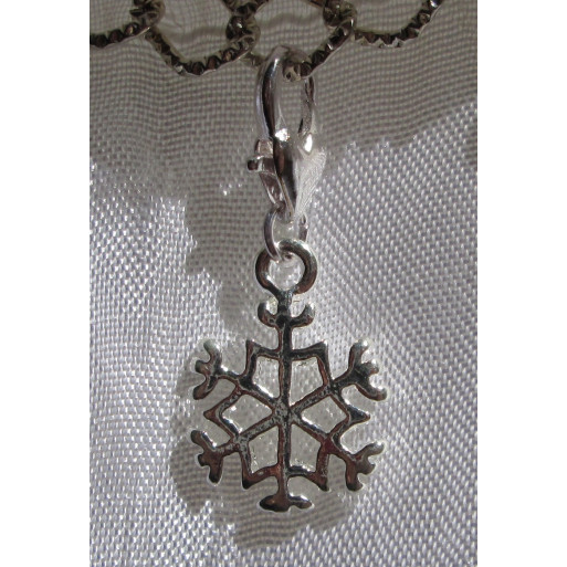 1 CHARM ARGENTE FLOCON DE NEIGE NOEL BRELOQUE MOUSQUETON METAL ARGENTE - V477