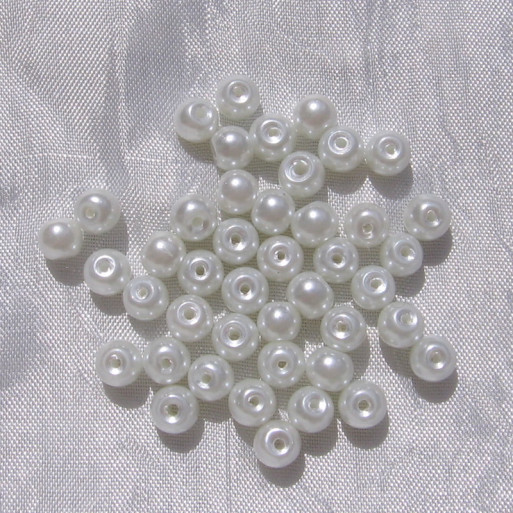 Lot de 100 perles verre nacré bohème renaissance 6mm perforation 1mm bijoux - RU12.6