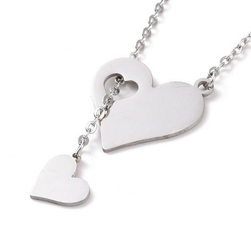 COLLIER INOXYDABLE BRELOQUE COEUR PENDENTIF ACIER INOXYDABLE MOUSQUETON - IN94