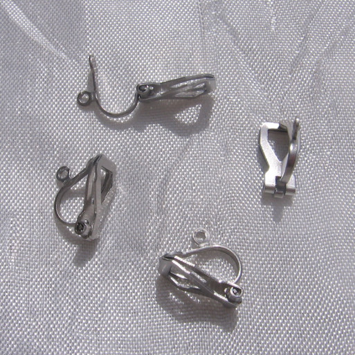 LOT DE 4 CLIPS ACIER INOXYDABLE 12MMx6MMx9MM SUPPORTS BOUCLES D'OREILLES *IN40