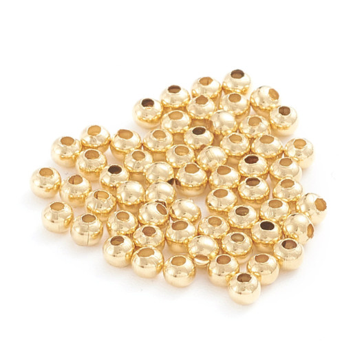 INTERCALAIRES EN ACIER INOXYDABLE DORÉ 2MM PERFORATION 0,8MM, 50 PERLES - IX56